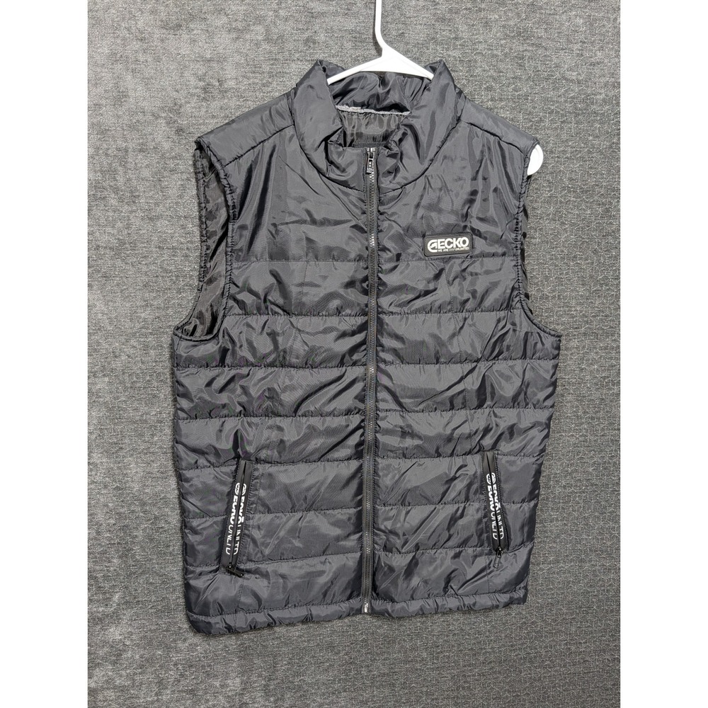 Ecko Unltd Mens Puffer Vest Black Sleeveless Quilted Full Zip Jacket L